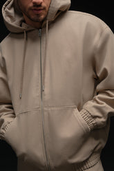 Cotton Canvas Full Zip Hoodie - Gravel