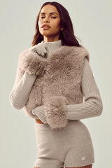 Faux Fur Cashmere Northstar Full Zip - Oat Heather