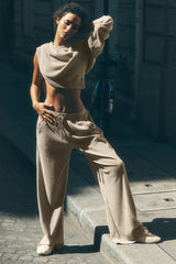 Muse Wide Leg Pant - Gravel Heather