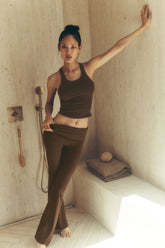 ALO Softsculpt 7/8 Foldover Flare Legging - Espresso