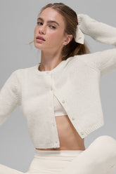 Wool Cashmere New Class Cropped Cardigan - Ivory