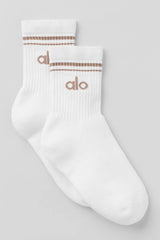 Unisex Half-Crew Throwback Sock - White/Chai Latte