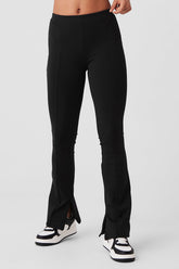 High-Waist 7/8 Zip It Flare Legging - Black