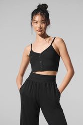 Ribbed Delicate Lounge Tank - Black