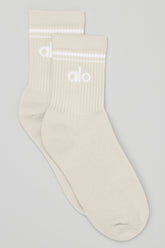 Unisex Half-Crew Throwback Sock - Bone/White