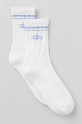 Unisex Half-Crew Throwback Sock - White/Winter Frost