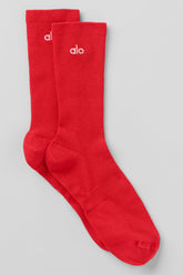 Unisex Half-Crew Understated Sock - Bright Red