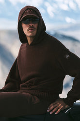 Textured Knit Hoodie - Brownstone