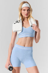 4” Alosoft High-Waist Heart Throb Short - Seashell Blue Heather/White