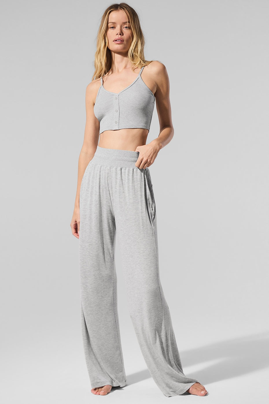 Semi-Sheer Delicate Lounge Flare Pant - Athletic Heather Grey