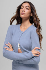 Wool Cashmere New Class Cropped Cardigan - Winter Frost
