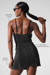 Micro Plisse Game On Tennis Dress - Black