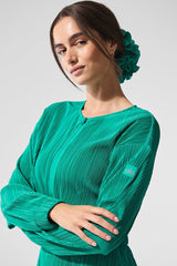 Cropped Micro Plisse Jacket - Spruce Green