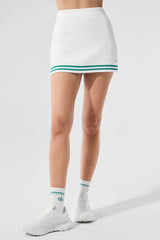 Tennis Club Sweater Knit Skirt - White/Spruce Green