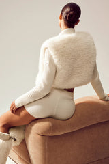 Faux Fur Cashmere Northstar Full Zip - Ivory