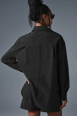Pinstripe Daylight Button Down Long Sleeve - Black/Titanium