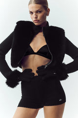 Faux Fur Cashmere Northstar Full Zip - Black