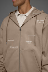 Cotton Canvas Full Zip Hoodie - Gravel