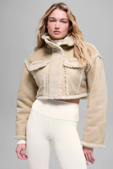 Faux Shearling Snowfall Cropped Jacket - Woodland Tan