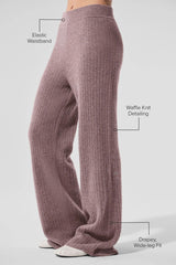 Cashmere High-Waist Plush Waffle Pant - Mushroom Heather