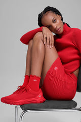Women's Lettuce Edge Sock - Bright Red