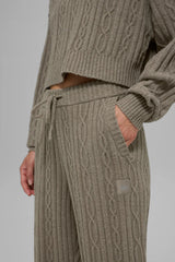 Cable Knit Winter Bliss Pant - Light Cocoa
