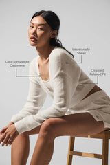 Sheer Cashmere Cropped Cardigan - Ivory