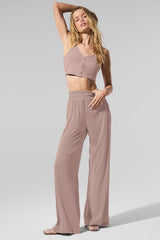 Ribbed Delicate Lounge Tank - Taupe