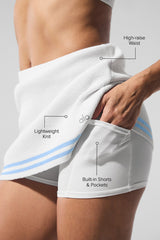 Tennis Club Sweater Knit Skirt - White/Seashell Blue