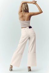 Wool Blend Nightcap Wide Leg Pant - Cafe Au Lait