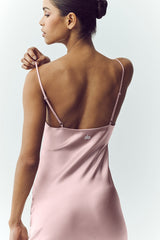 Silk Luminous Slip Dress - Pink Champagne