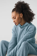 Wool Cashmere New Class Hoodie - Celestial Blue Granite Heather