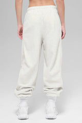 Polar Fleece High-Waist Retreat Jogger - White Heather Grey