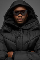 Gold Rush Puffer Trench - Black