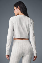 Pointelle Sweater Be Mine Cardigan - Light Grey Heather