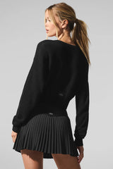 Sheer Cashmere Cropped Cardigan - Black