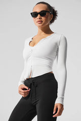 Ribbed Stardust Long Sleeve - White