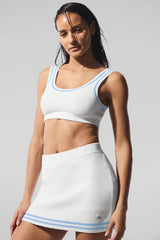 Tennis Club Sweater Knit Bra - White/Seashell Blue