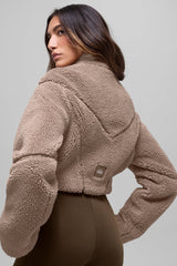 Sherpa Cropped Slope Side Jacket - Chai Latte