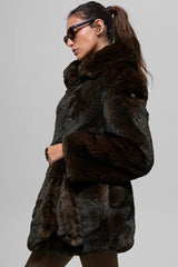 Faux Fur Starstruck Coat - Midnight Brown/Black