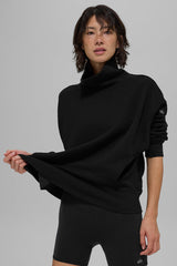 Hazy Mock Neck Pullover - Black