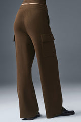 Scholar Knit High-Waist Cargo Pant - Espresso