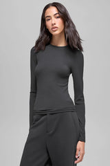 Ribbed Modal Long Sleeve - Anthracite