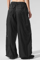 Sheer Game Time Wide Leg Jogger - Black