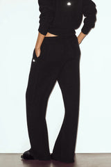 Cashmere High-Waist Northstar Straight Leg Pant - Black
