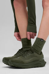 Unisex Half-Crew Scrunch Sock - Green Olive