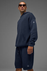 Sports Club Sweater Knit Hoodie - Navy