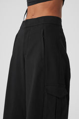 Show Off Cargo Wide Leg Trouser (Long) - Black