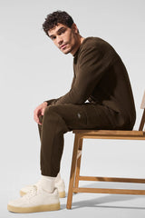 Double Take Long Sleeve Crew - Espresso