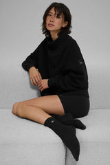 Hazy Mock Neck Pullover - Black